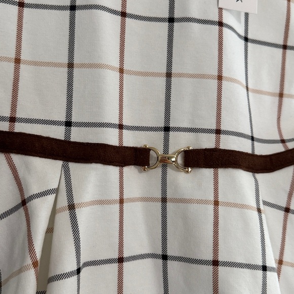 Janie and jack girls dress size 6 white window pane statement collar equestrian - Picture 3 of 9